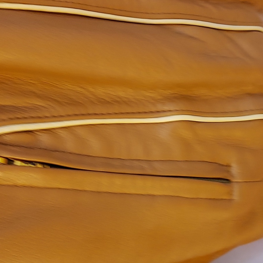 Baby Phat Women's Moto Leather Jacket Tan Cream Piping Removable Lining … - Picture 5 of 16